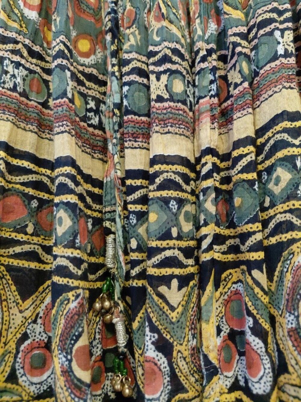 Le Mieux Cotton Maxi Crinkle Skirt Boho Hippie Large Multicolor - Picture 3 of 6